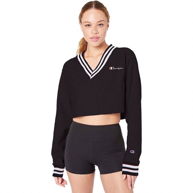 Champion uo exclusive oversized v-neck cropped sweatshirt store