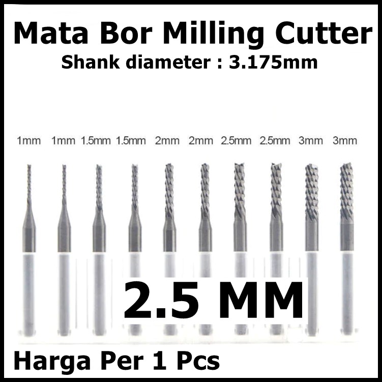 Jual Mata bor PCB milling cutter 2.5mm 2.5 mm Titanium coated CNC ...