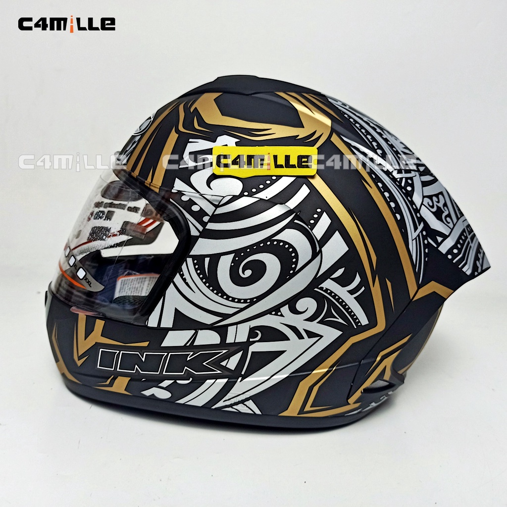 Jual HELM INK CL MAX #8 MATT BLACK GOLD FULL FACE | Shopee Indonesia