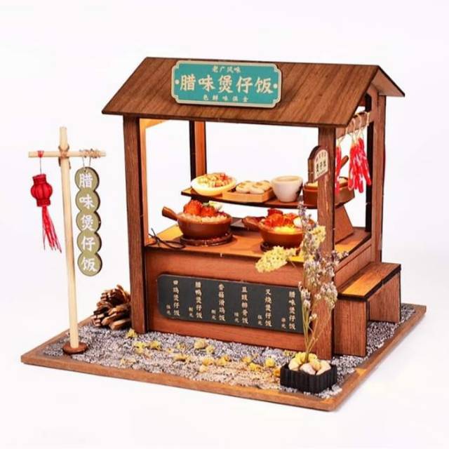 Jual DIY Do It Yourself Miniature Clay Pot Rice Stall Wooden Dollhouse ...