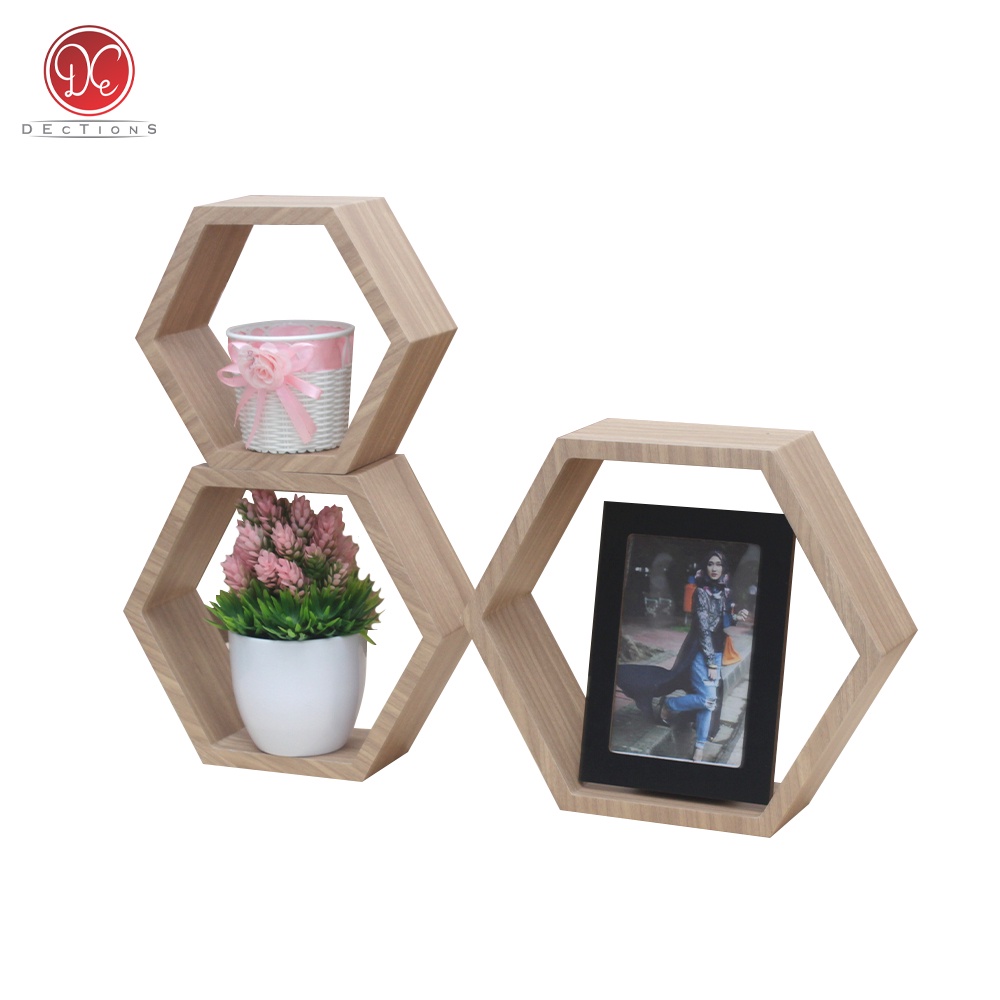 Jual Dections Rak Dinding Hexagonal Segi Enam 3 Pcs Minimalis Dekorasi