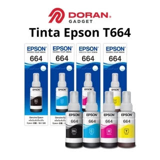 Tinta Printer Refill Isi Ulang Epson T664 Black Cyan Magenta Yellow - Original