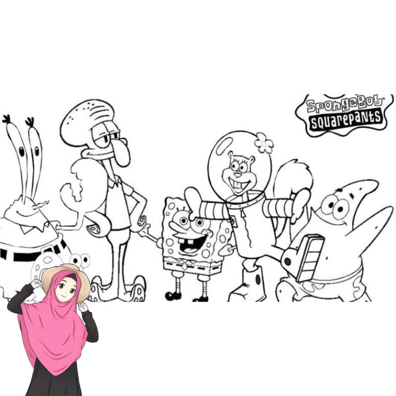 Jual Gambar Mewarnai Kartun Anime Lucu Spongebob Squarepants & Desain