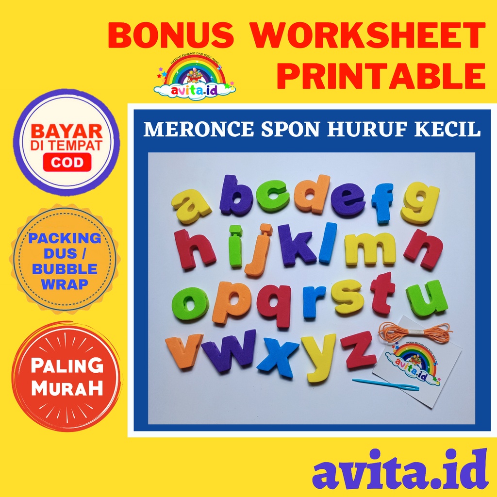 Jual avita.id Meronce spon Huruf kecil (free jarum dan tali) | Meronce ...