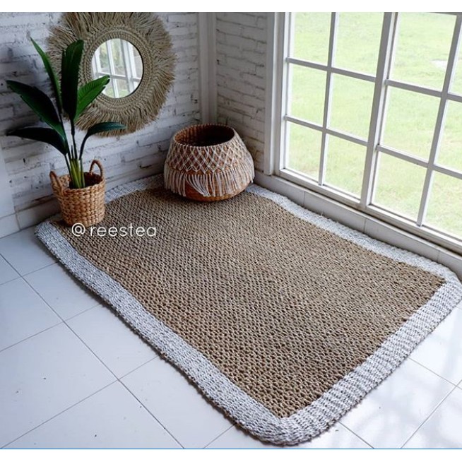 Jual Rug anyaman Karpet Seagrass Kotak Natural/ karpet anyam | Shopee ...