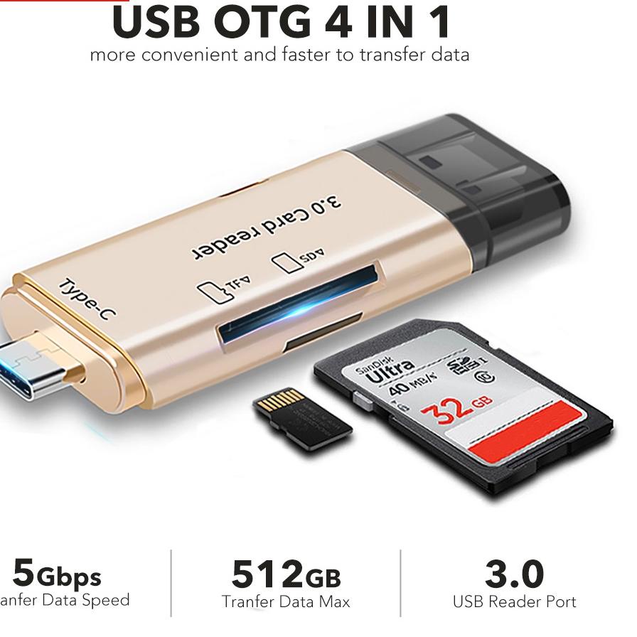 Jual 4 in 1 USB 3.0 / Type C / SD Card / TF Memory Card Read OTG ...