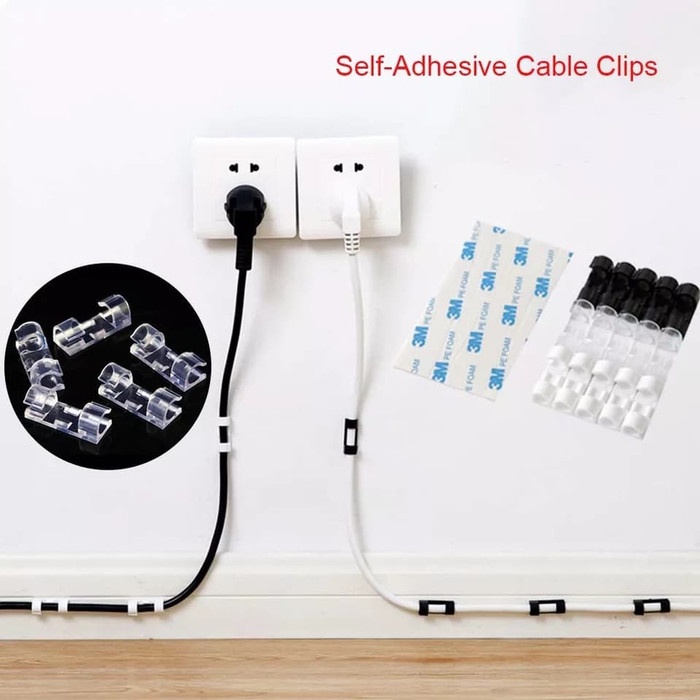 Jual ST Klip Tempel Kabel Organizer Isi 20pcs / Klip Perapih Kabel ...