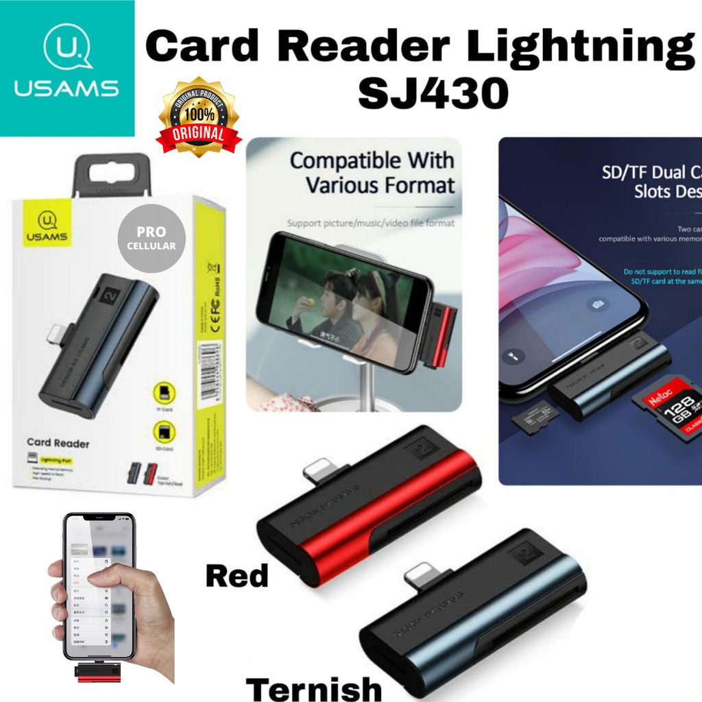 Jual Usams Card Reader iPhone Lightning Port Micro SD Card TF Card ...