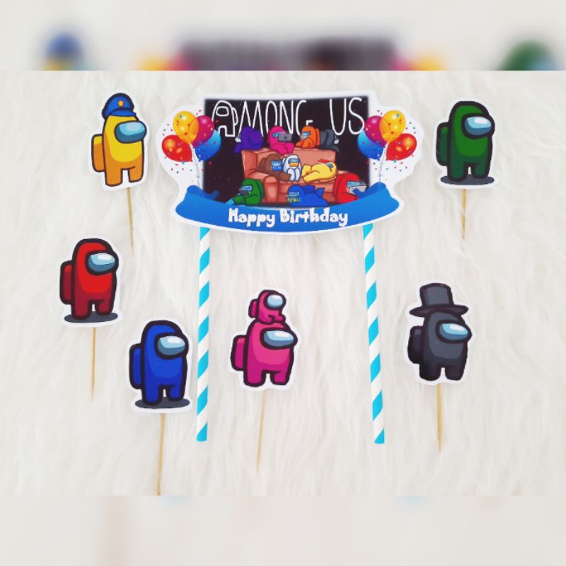 Jual Topper Among us topper ulang tahun hiasan puding topper happy ...