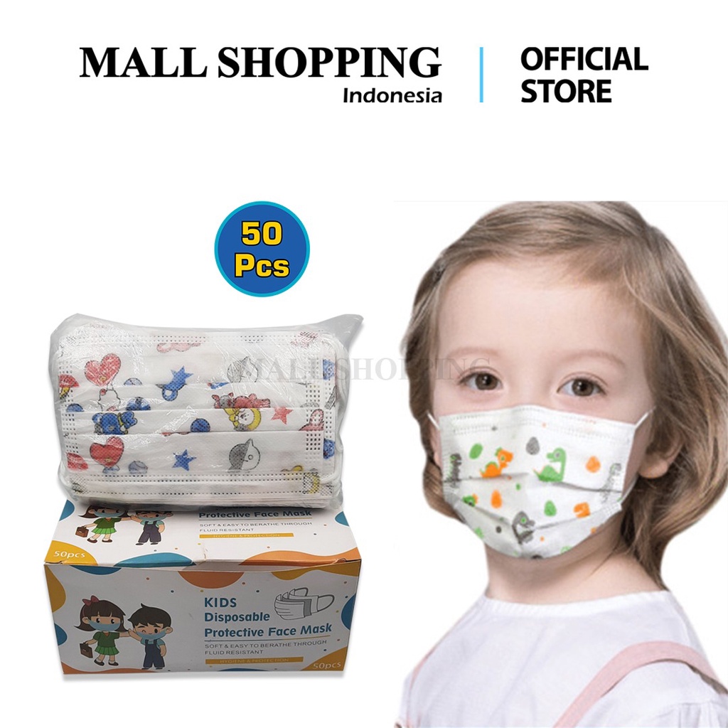 Jual SUPER SALE !! Masker Anak 3Ply Isi 50PCS Per Box/Motif KPop MALL ...