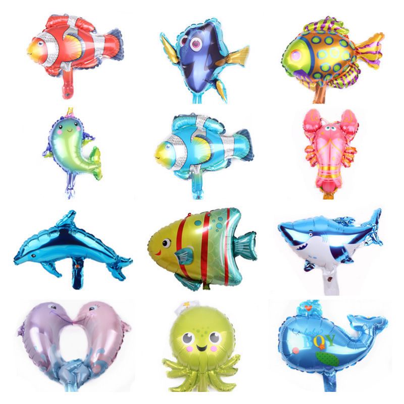 Jual Balon Foil Hewan Laut Mini / Balon Ikan Lumba-lumba Hiu Nemo ...