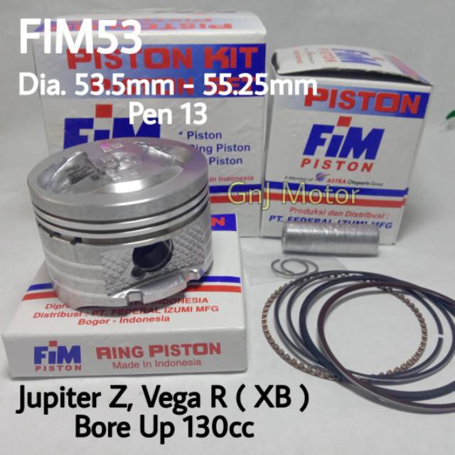 Jual Seher Piston kit FIM Bore Up 130cc Jupiter Z Burhan Vega R New