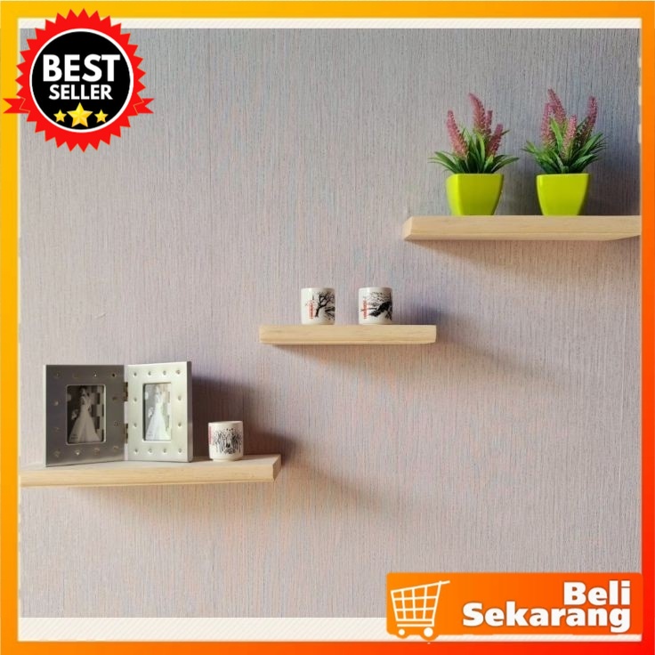 Jual Ambalan Dinding / Rak Dinding Kayu Tempel Minimalis Slim 20,25,30 ...
