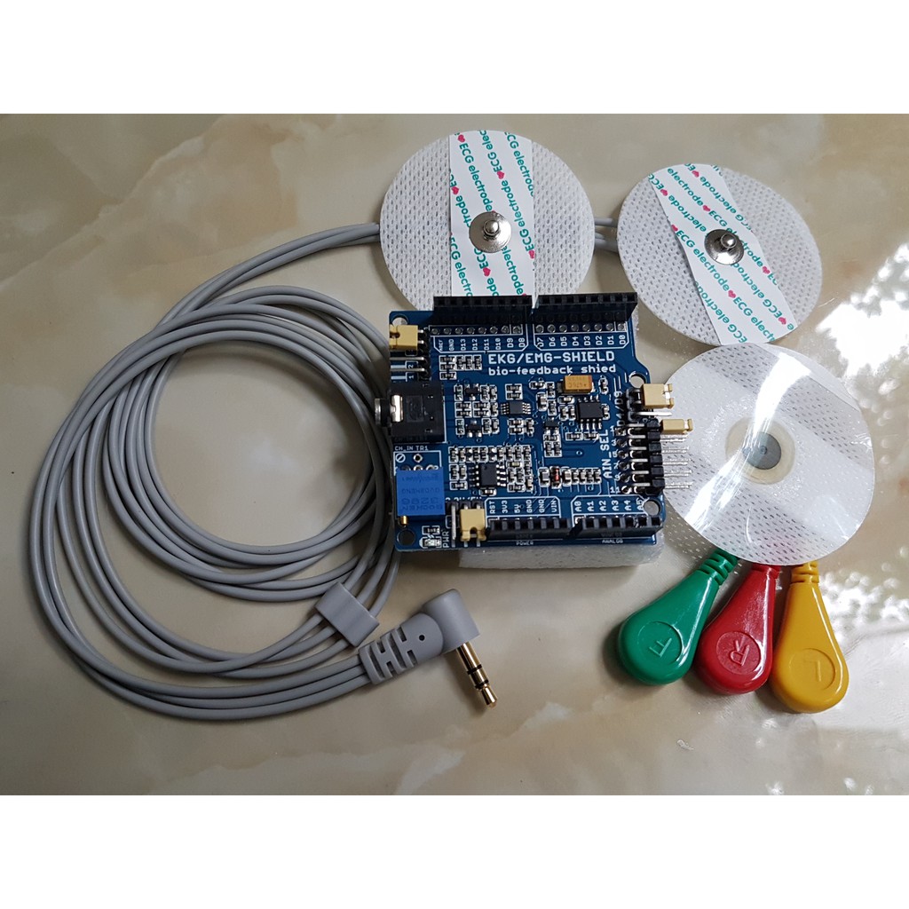 Jual ECG / EKG / EMG Shield for Arduino with Cables and Electrodes ...