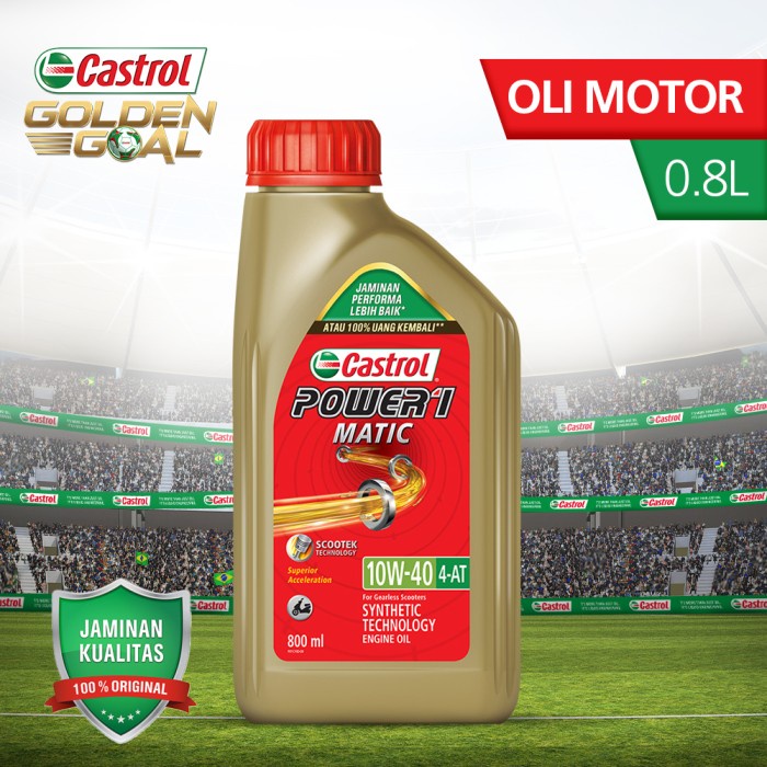 Jual OLI MESIN MOTOR CASTROL POWER1 MATIC 10W-40 KEMASAN 0.8L | Shopee ...