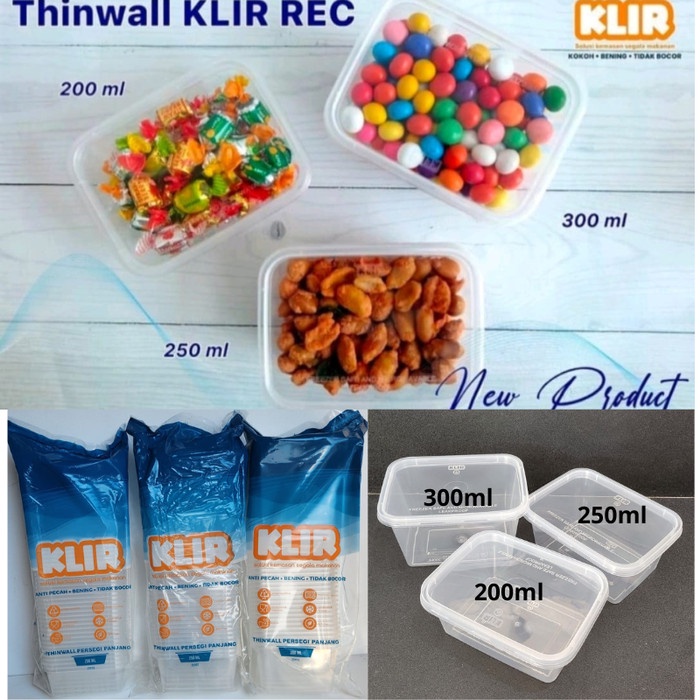 Jual Thinwall Klir Rectangle 200ml 250ml 300ml L Kotak Makan Plastik