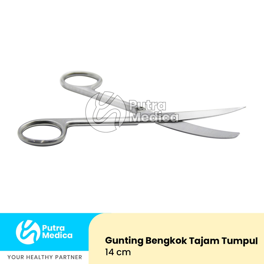 Jual Gunting Jaringan Bedah Operasi Medis Bengkok Tajam Tumpul 14cm Surgical Scissor Stainless 