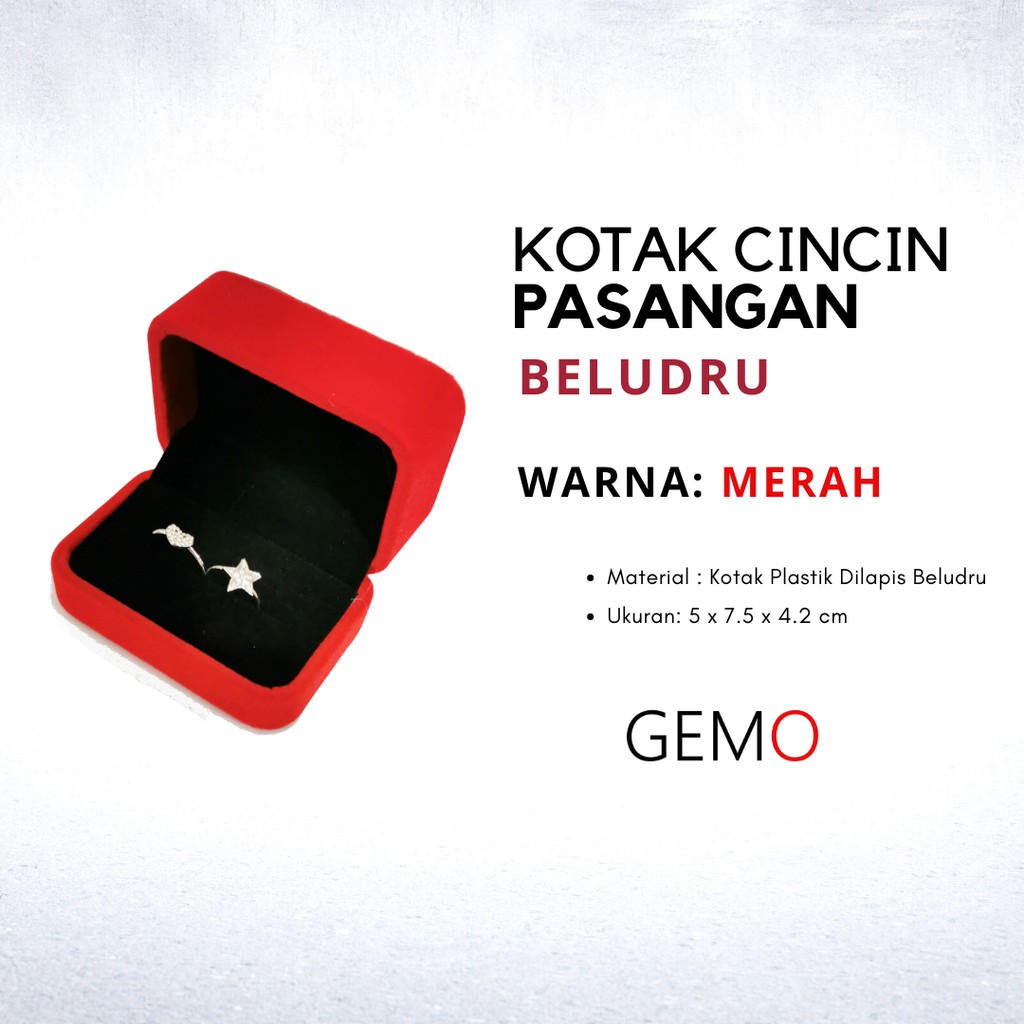 Jual Kotak Perhiasan Merah Beludru Jewelry Box Set Cincin Kawin Gelang Kalung Anting Liontin