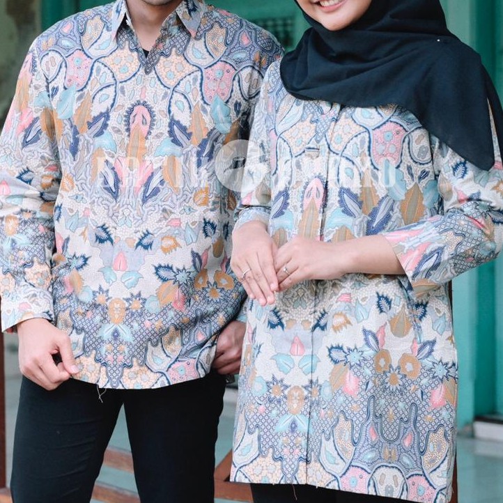 Jual COUPLE BATIK Ruffle Couple KEMEJA COUPLE BATIK TERLARIS BATIK ...