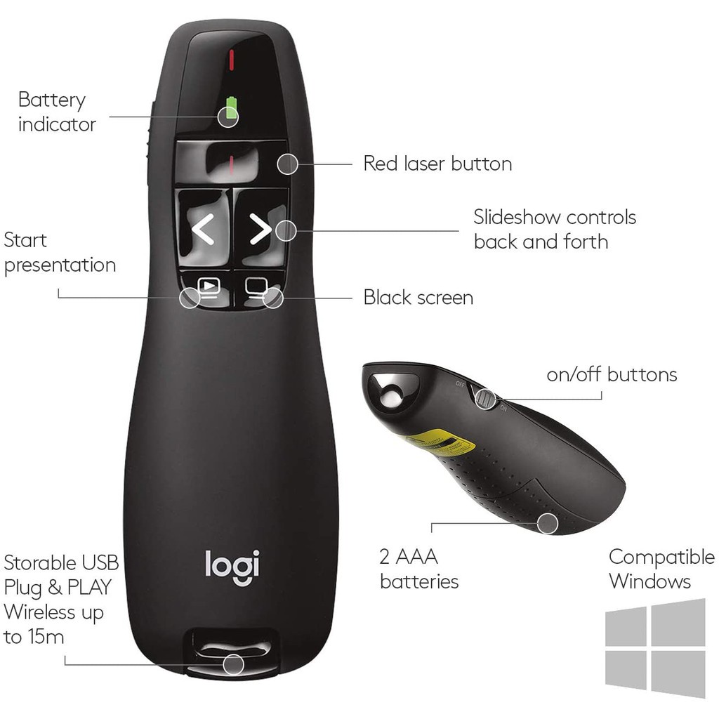 Jual LOGITECH WIRELESS PRESENTER R400 Laser Pointer Presentasi | Shopee ...