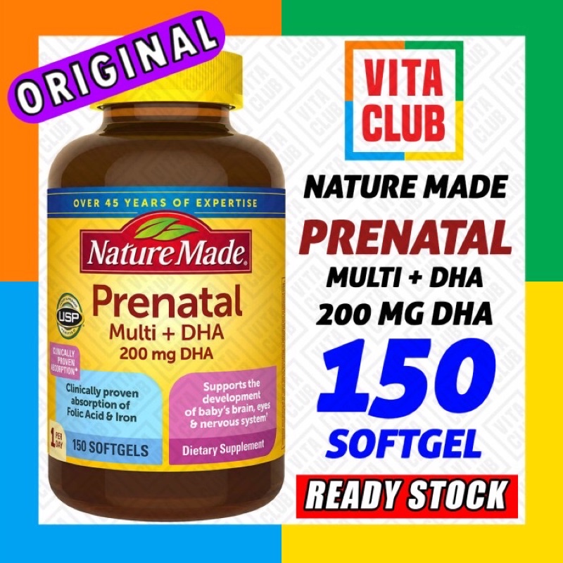 Jual Nature Made Prenatal 200 Mg 150 Softgels DHA Multi Hamil Promil ...