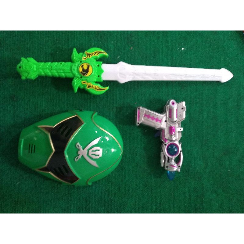 Jual mainan anak paket topeng pedang pistol Power ranger nyala suara ...