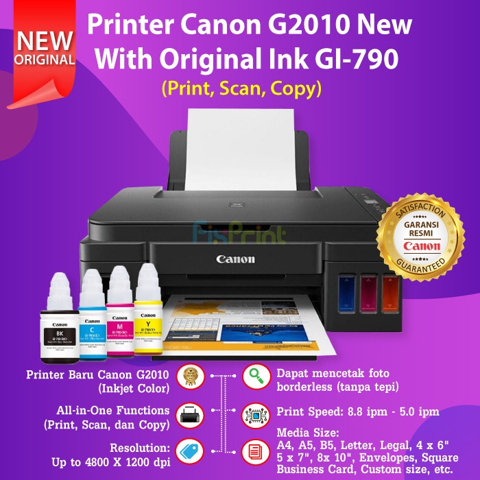 Jual CANON PRINTER PIXMA G2010 PRINT SCAN COPY ORIGINAL BERGARANSI ...