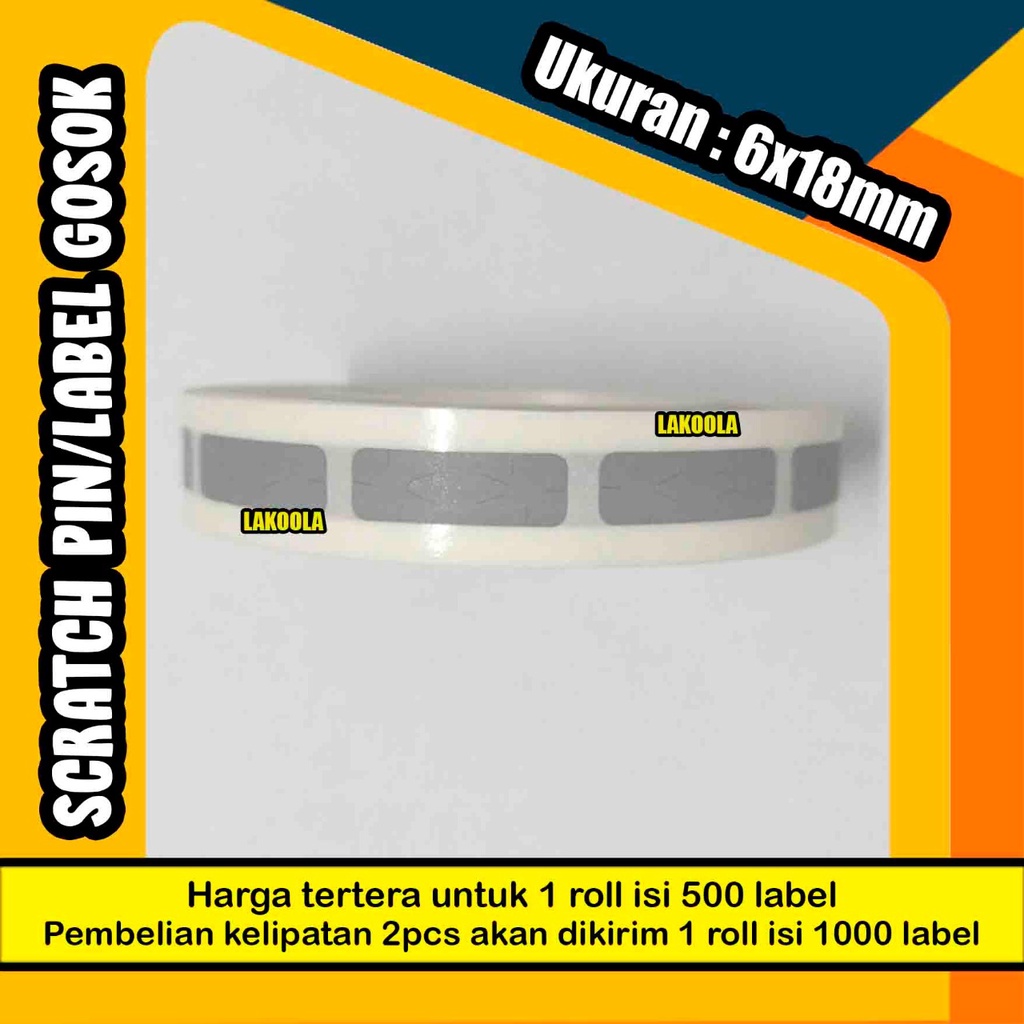 Jual 1000 pcs 6x18 mm Scratch Pin label gosok Sticker Gosok 6x18 mm ...