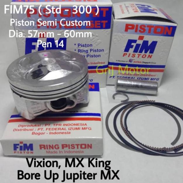 Jual Promo Piston Kit Fim Vixion, Boreup Jupiter Mx King Semi Custom