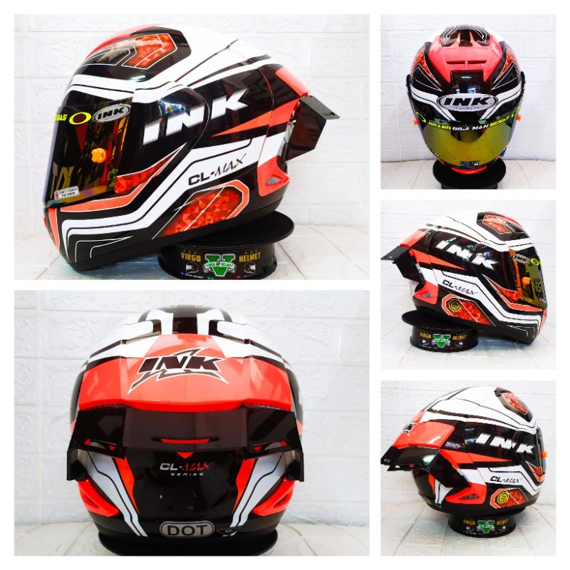Jual HELM INK CL MAX MOTIF#5 BLACK WHITE YELLOW FLUO PAKET GANTENG ...