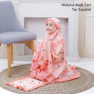 jumuna - Mukena Anak Tas sajadah Motif Ceri & Popie Pink