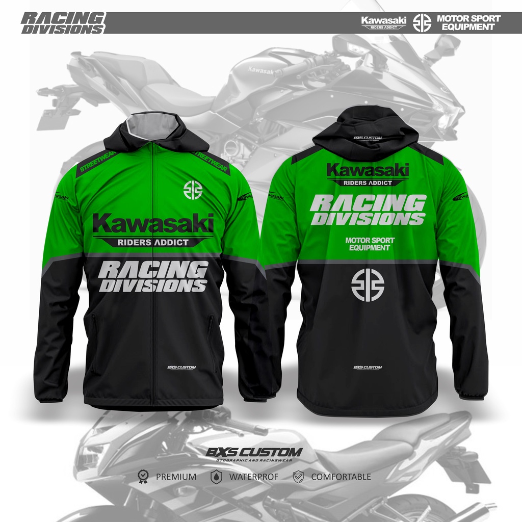 Jual [PREMIUM] JAKET WATERPROOF KAWASAKI RACING DIVISIONS KAWASAKI ...