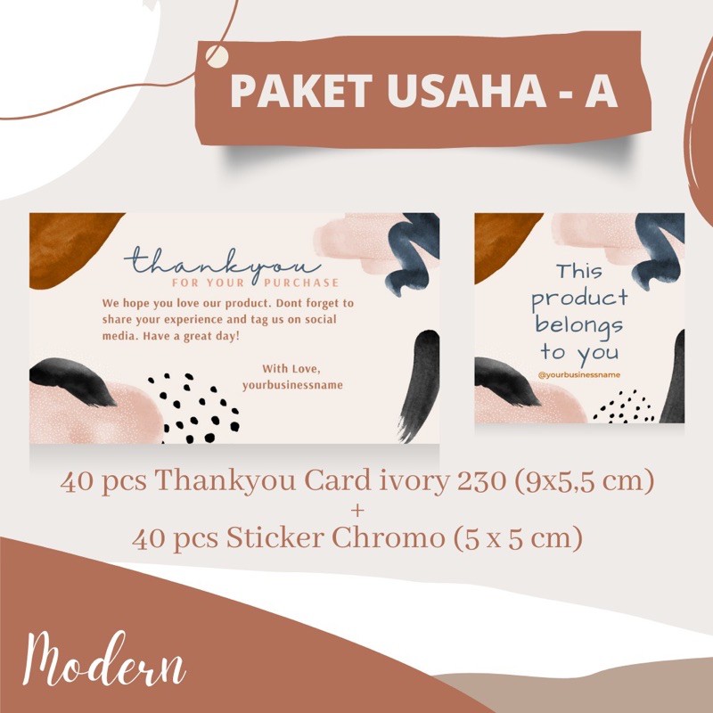 Jual Paket Usaha A • Cetak Thank You Card • Sticker Custom • Kartu Ucapan Terima Kasih 6401