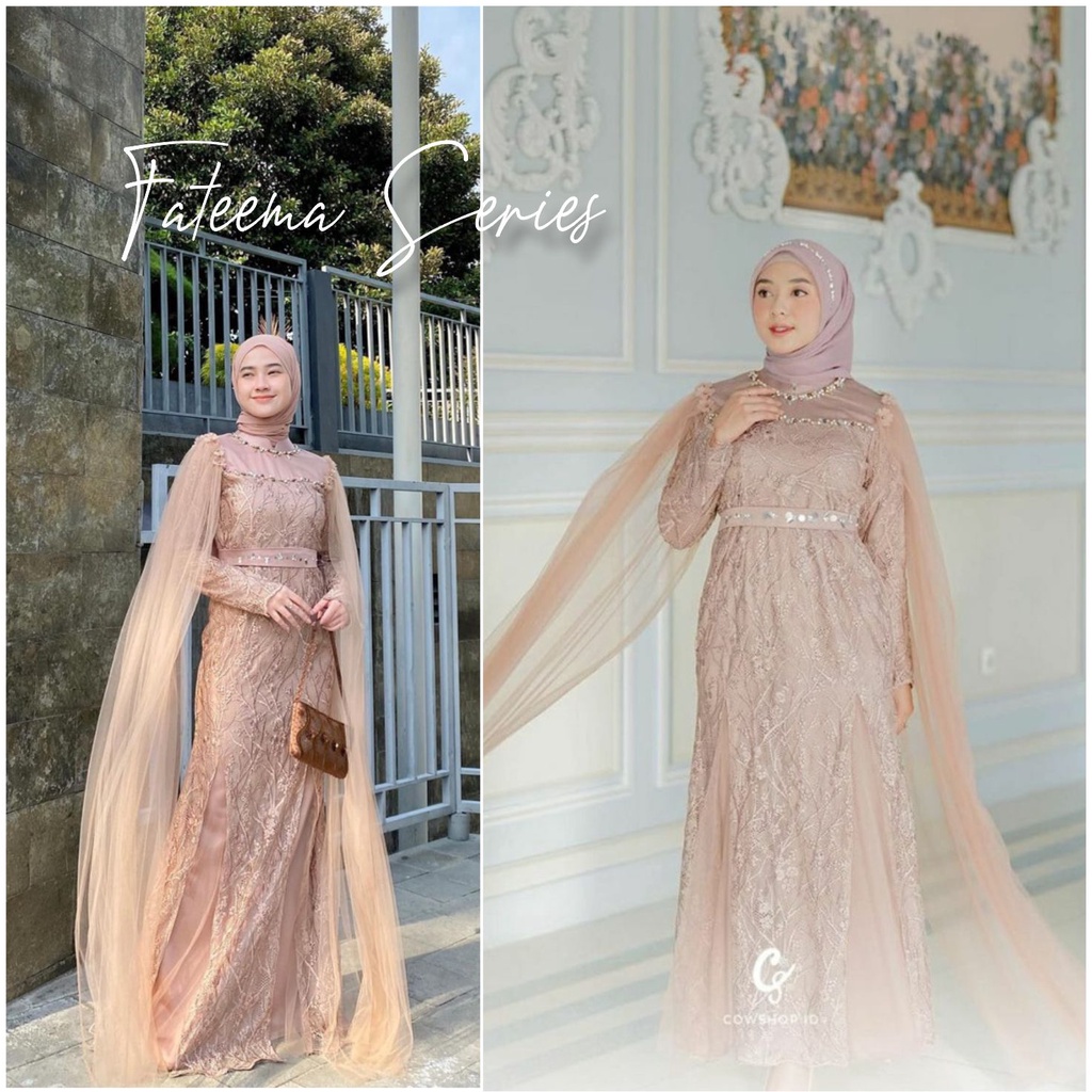 Jual 1 DRESS 7 LOOK TEMURAH GAMIS FATEEMA BRUKAT KOMBINASI TILLE TUTU
