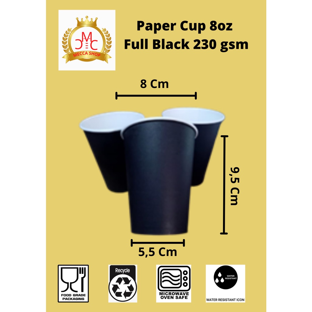 Jual Paper Cup Hitam 8 OZ/230 gram isi 50 pcs | Shopee Indonesia