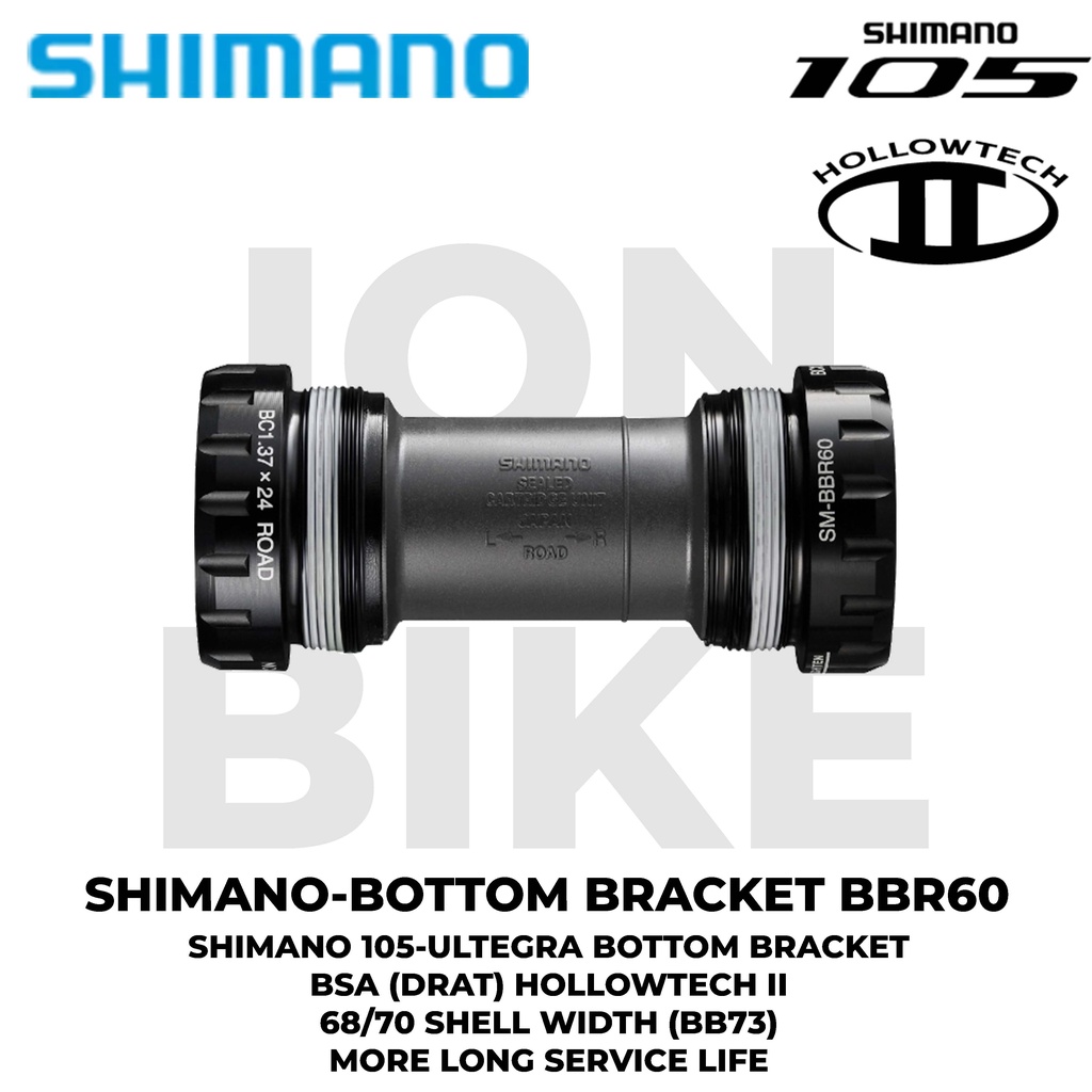 Jual Bottom Bracket Shimano Ultegra 105 BBR60 Hollowtech 2 BSA Drat BB ...