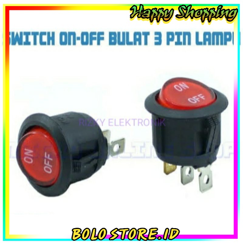 Jual Saklar Switch Round On/Off Bulat Lampu Indikator Nyala 3 Pin Kaki ...
