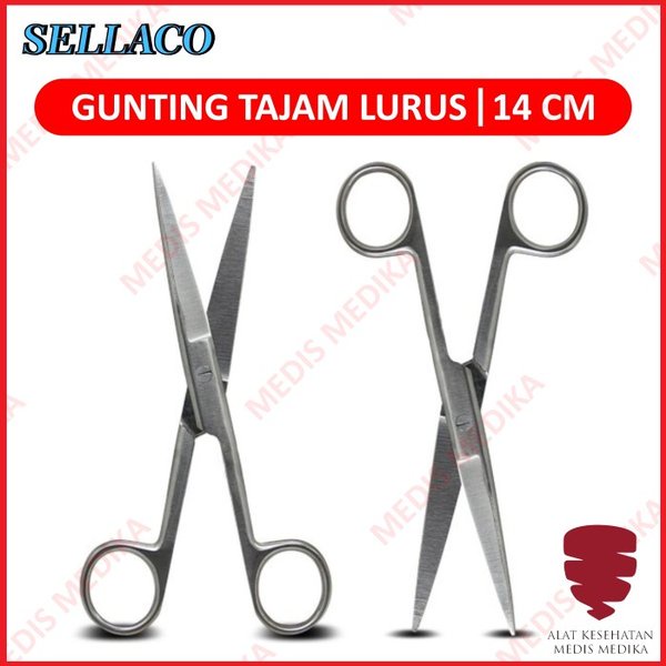 Jual Gunting Tajam Lurus 14cm Medis Stainless Steel Operasi Bedah Anatomi Sharp Jaringan 14 Cm 