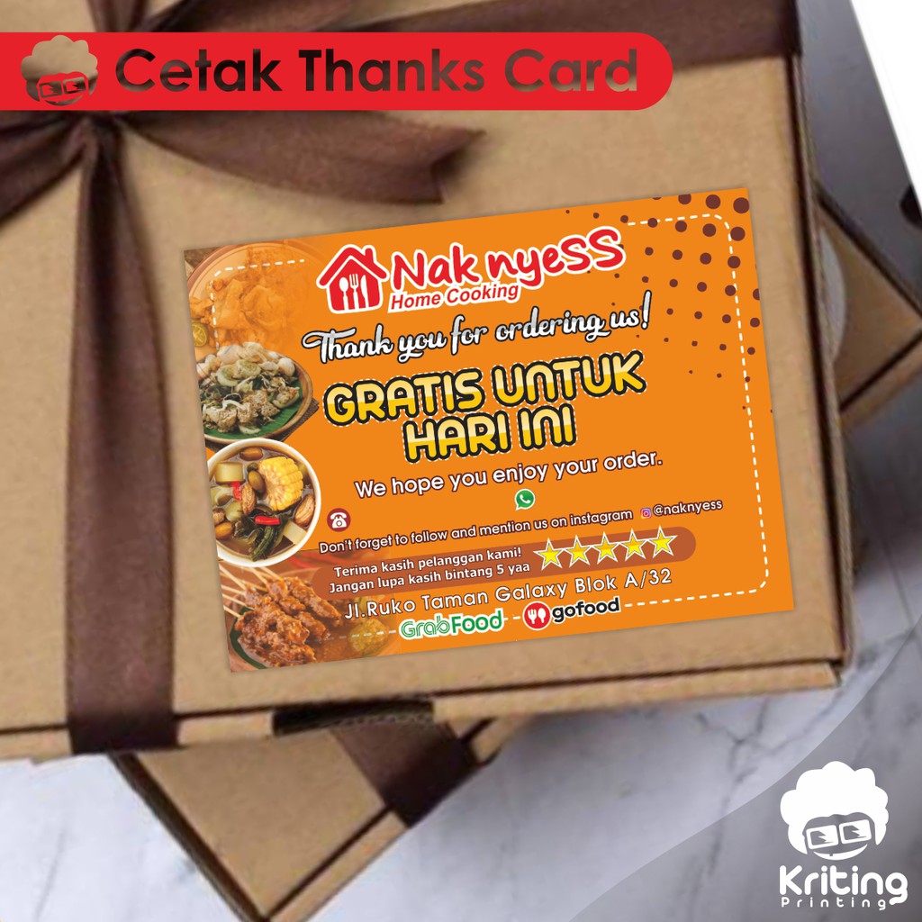 Jual Cetak Kartu Ucapan Thanks Card Bahan Artpaper 260g Shopee Indonesia