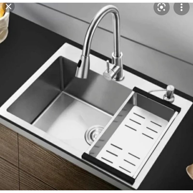 Jual Paket Komplit Kitchen Sink Kotak Minimalis SUS 304 6045 Kran Flexible Shopee Indonesia