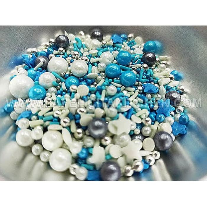 Jual SPRINKLE BLUE WHITE MIX BABY COLOR PEARL SUGAR KUE HIASAN TOPPER ...