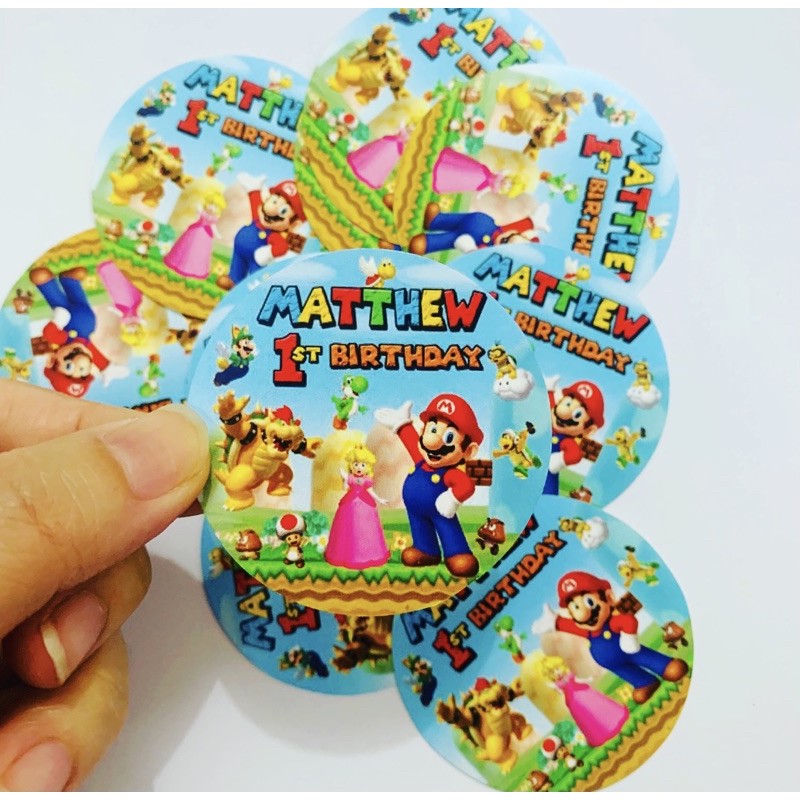Jual Mario Sticker Pudding / Tumpeng / Bento / Souvenir Birthday ...