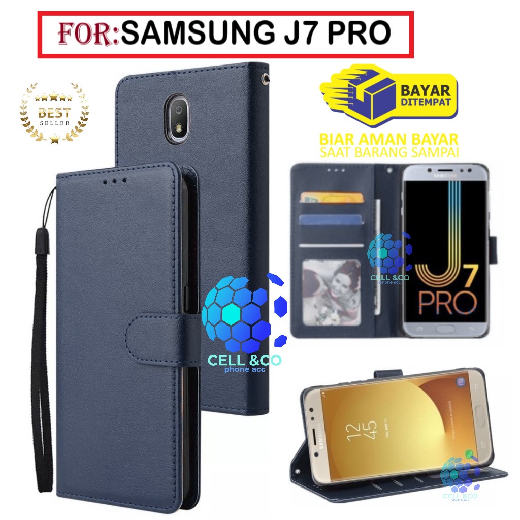SAMSUNG J7 PRO CASE FLIP LEATHER WALLET PREMIUM FLIP CASE BUKA TUTUP KESING  HP CASING FLIP CASE WALLET SAMSUNG J7 PRO