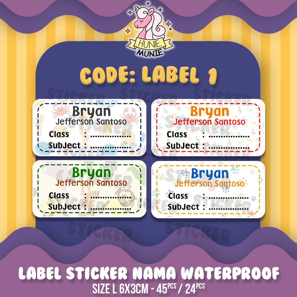 Jual Sticker Buku Custom (Kelas, Mapel) - Animals (45pcs) Stiker ...