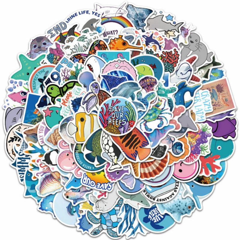 Jual STIKER PACK HEWAN LAUT STYLE 260013- STIKER AESTHETIC KEREN IMUT ...
