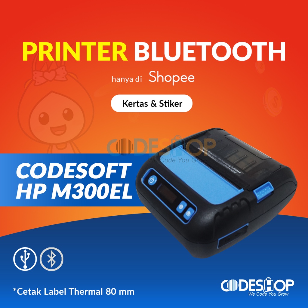 Jual Printer kasir bluetooth Codesoft HP M300EL M 300 EL Port USB