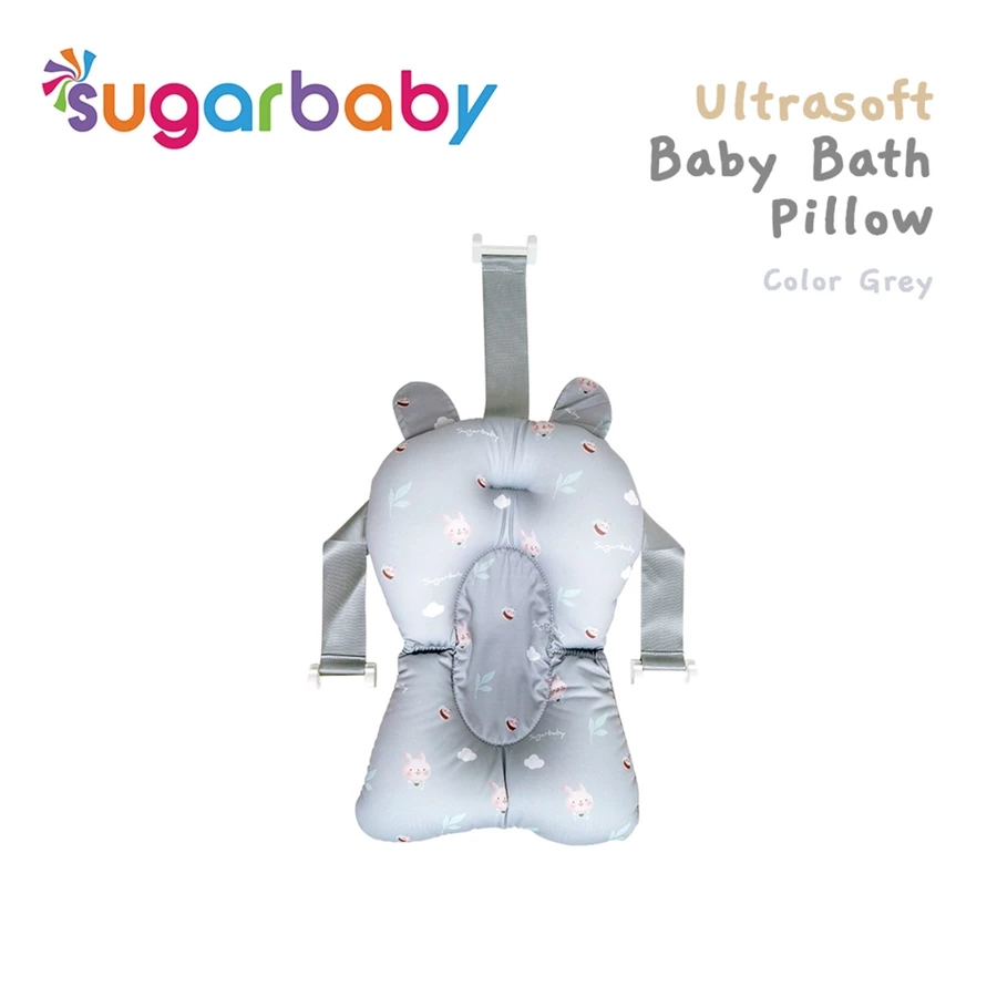 Sugar baby Ultrasoft Baby Bath Pillow & Bath net/Bantal Mandi Bayi dan Jaring Alas Duduk Bak Mandi Bayi (Pillow-Grey)
