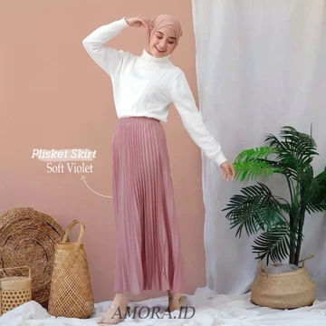Amora Rok Plisket Premium Bahan Tebal Maxi Skirt Fit S Xxl