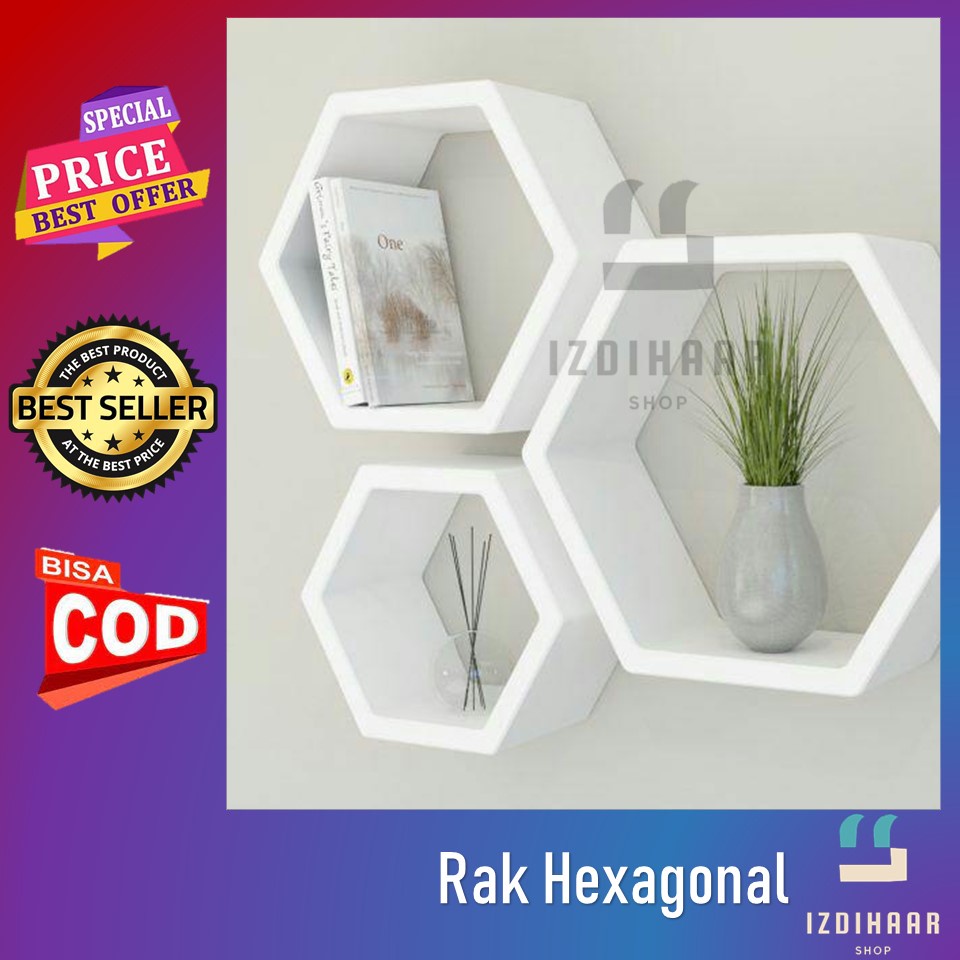 Jual Rak kayu hexagonal / rak dinding minimalis | Shopee Indonesia