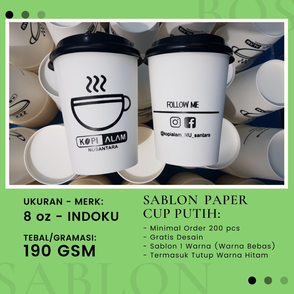 Jual Paper Cup Sablon 8 oz - Minimum Order 200 pcs - Merk Cup Indoku ...